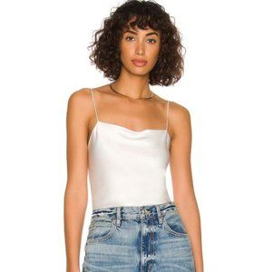 Alice + Olivia Harmon Drapey Slip Tank (Size Small, White)